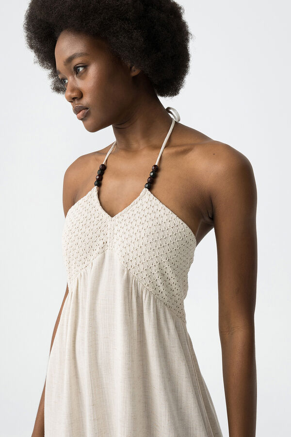 Tiffosi Vestido halter com linho cru