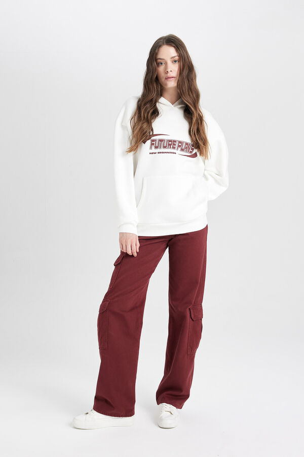 DeFacto Sweatshirt com capuz branco