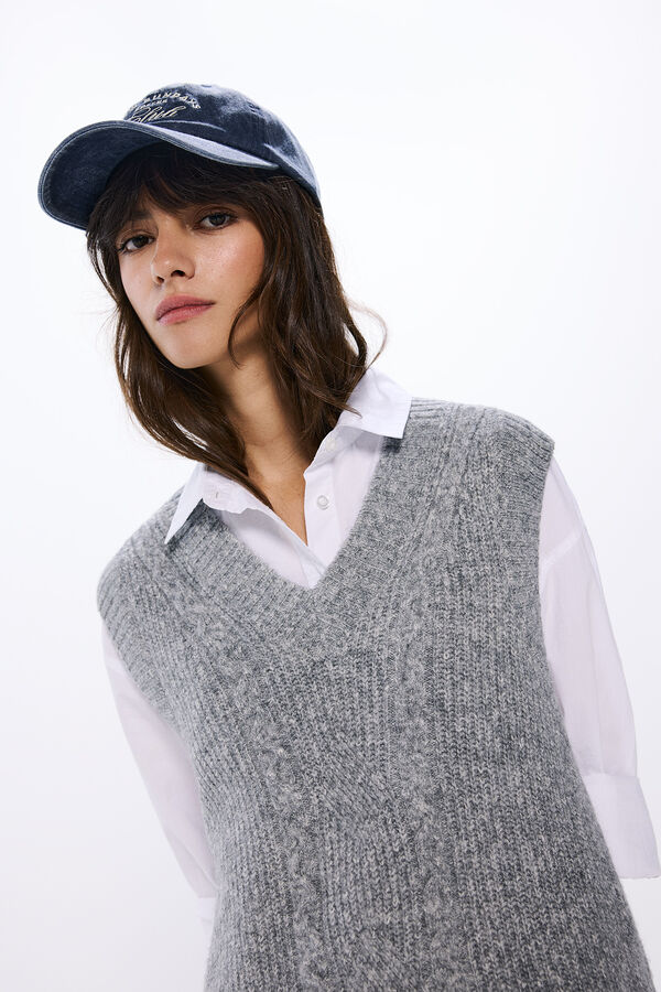 Springfield Chaleco punto escote pico gris