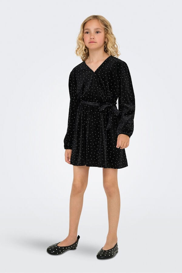 Only Girls Vestido curto com brilhantes preto