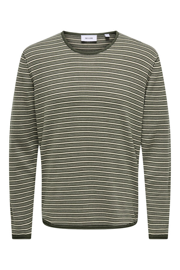 Only & Sons Su&eacute;ter masculino com gola redonda e regular fit cinzento