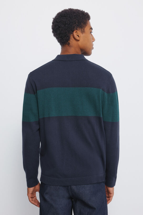 Springfield Jersey raya cuello polo azul