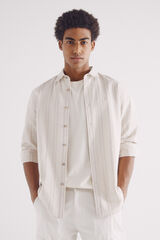 Springfield Camisa rayas beige
