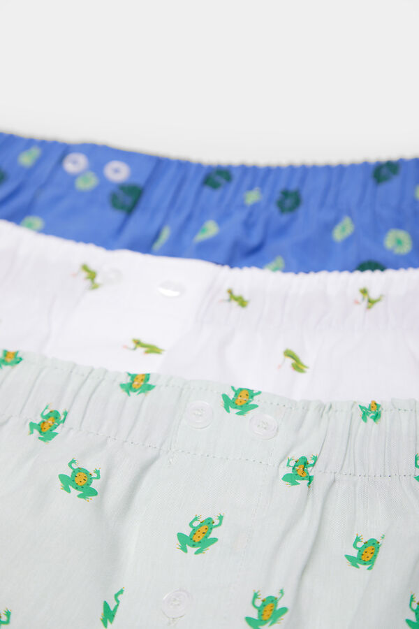 Springfield Pack 3 cuecas tecido popelina estampadas azul