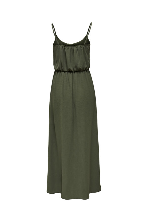 Only Vestido longo com al&ccedil;as ajust&aacute;veis Caqui escuro