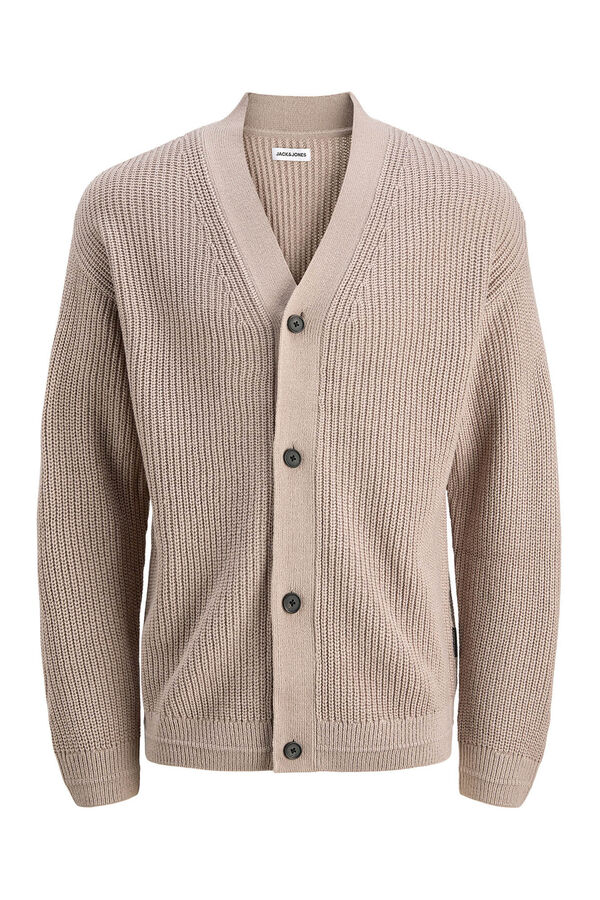 Jack & Jones C&aacute;rdigan b&aacute;sico cuello pico gris