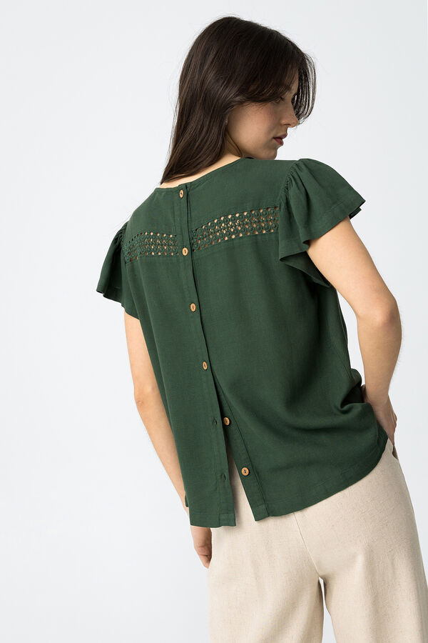 Tiffosi Blusa com folhos verde