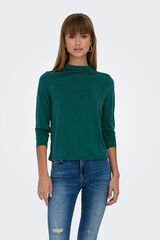 Only Top manga larga cuello alto verde