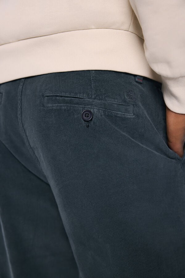 Springfield Pantal&oacute;n chino pana lavada comfort slim fit verde