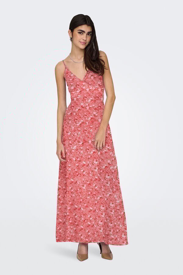 Only Vestido largo de tirantes regulables rosa