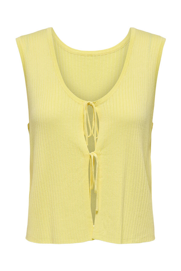 JDY malha de Colete com laços estampado