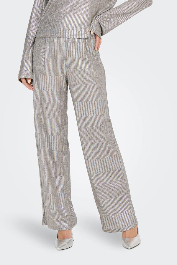 JDY Pantal&oacute;n largo y ancho con el&aacute;stico en la cintura gris