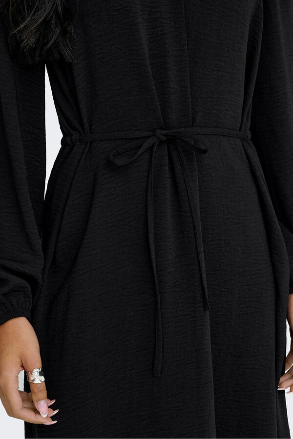 JDY Vestido midi manga larga negro