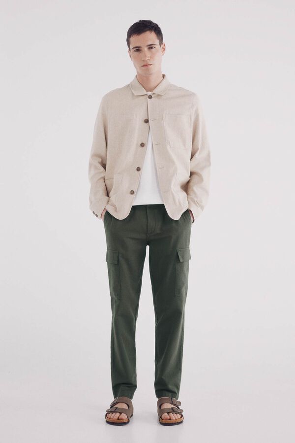 Springfield Pantal&oacute;n cargo lino slim fit kaki