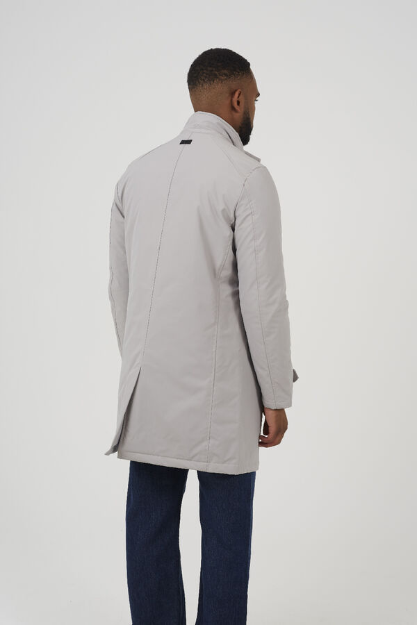 Brave Soul Parka longa com fecho de fecho-&eacute;clair bege