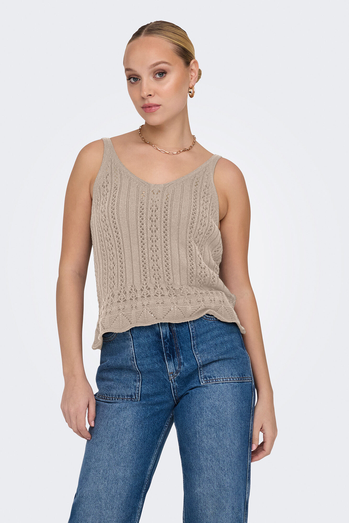 Only Camiseta tirantes de crochet
