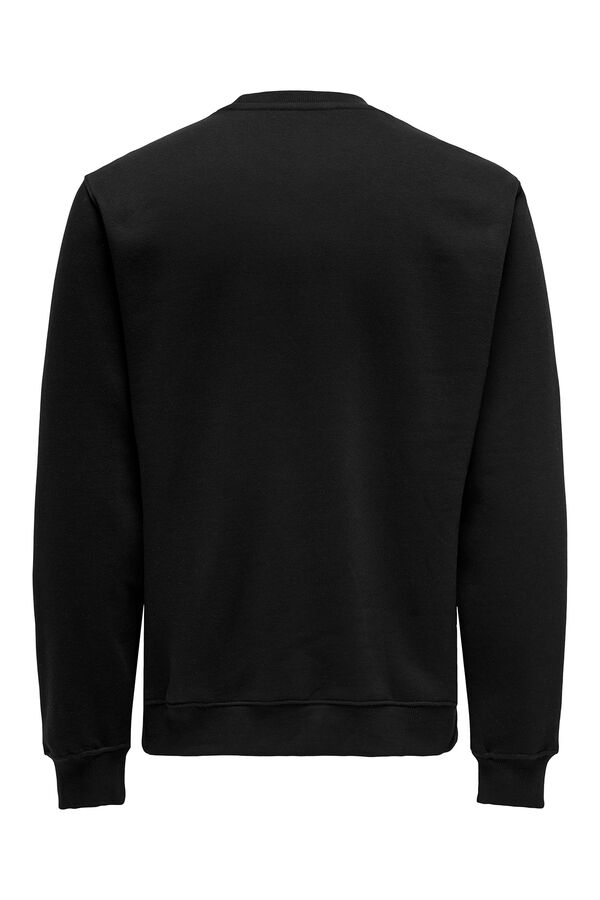 Only & Sons Sudadera de hombre con cuello redondo y detalle frontal negro