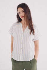 Springfield Blusa de decote linho com decote em V cru