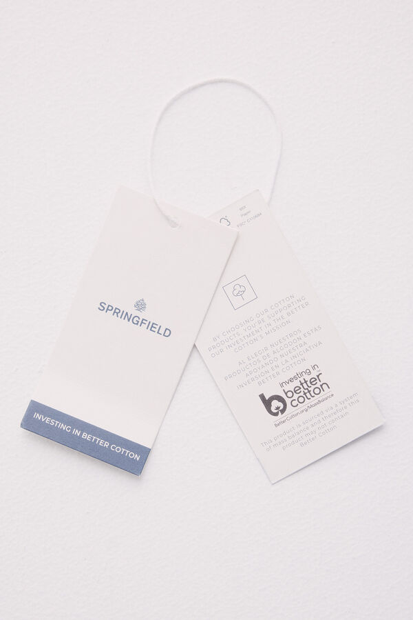 Springfield Camisa de linho manga curta com bolso vermelho