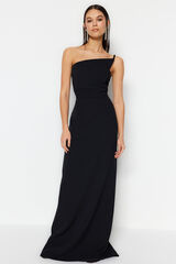 Trendyol Vestido largo asim&eacute;trico negro