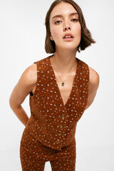 Springfield Chaleco Pana Estampado marr&oacute;n