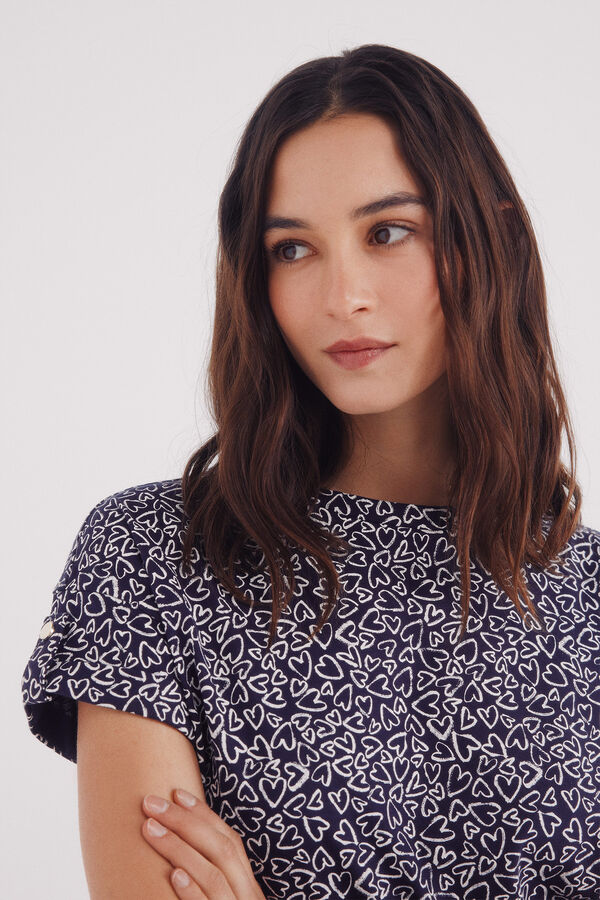 Springfield Camiseta manga vuelta trabilla estampada azul