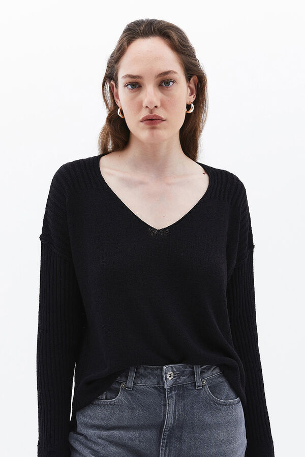 Oxxo Jersey de cuello pico negro