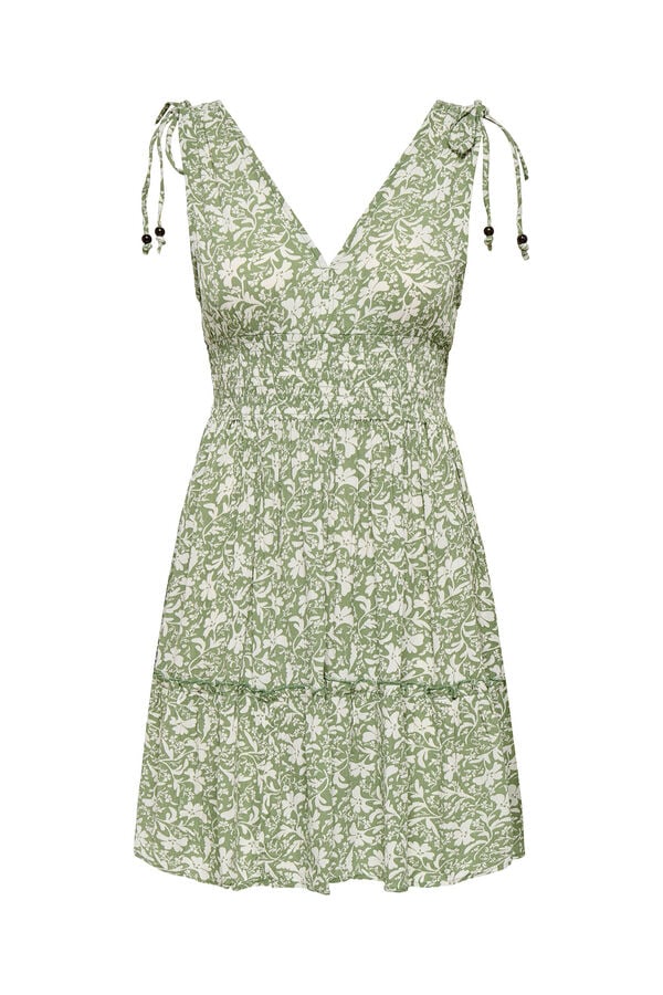Only Vestido curto estampado floral verde