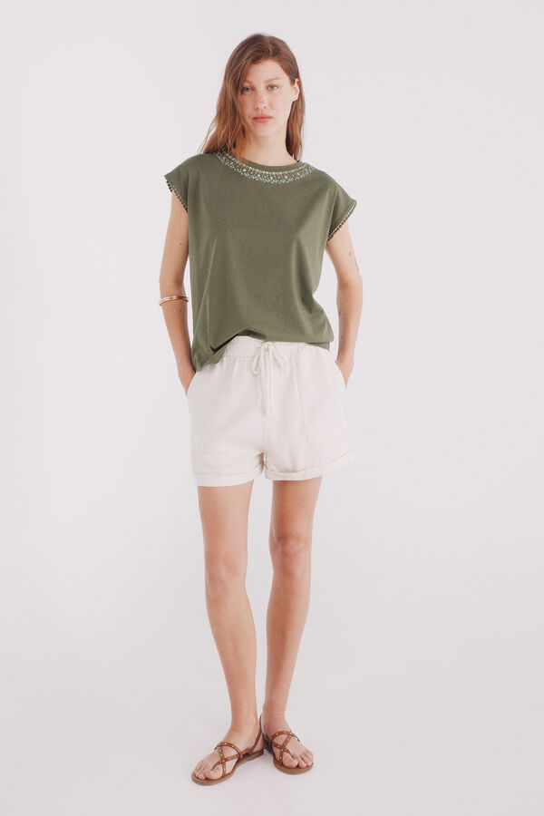 Springfield Camiseta gráfica étnica verde