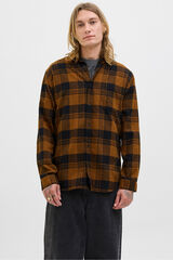 Jack & Jones Camisa regular fit cuadros marr&oacute;n