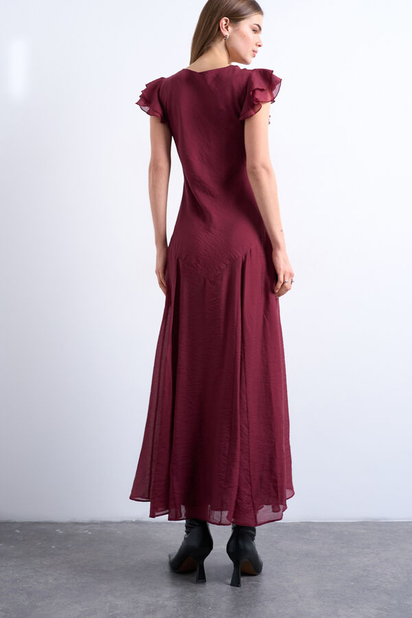 Topshop Vestido comprido gola em bico vermelho