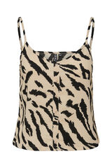 Pieces Top de al&ccedil;as com fecho abotoado bege