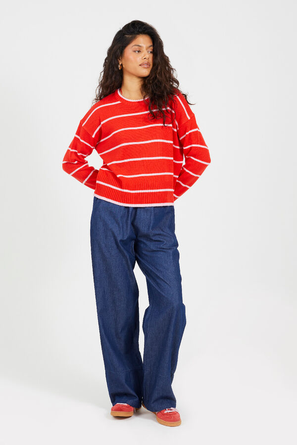 Brave Soul Camisola de malha &agrave;s riscas vermelho