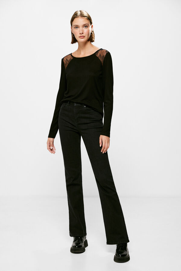 Springfield Camiseta Hombros Transparecias negro