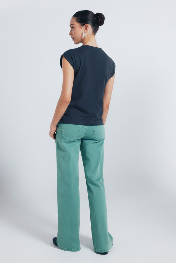 Springfield Cal&ccedil;a jeans culotte com tachas verde