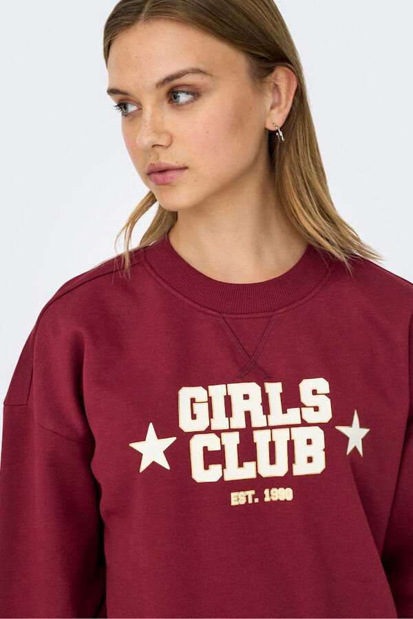 Only Sudadera texto frontal rojo