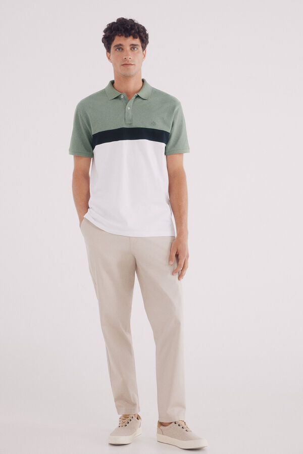 Springfield Polo piqu&eacute; bloques color slim fit verde