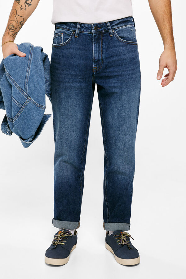 Springfield Jeans slim straight lavado medio oscuro turquesa