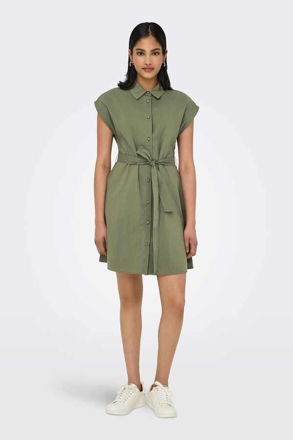 Only Vestido corto camisero verde