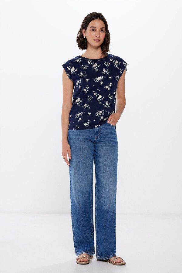 Springfield Camiseta Estampada Lace Entredos azul