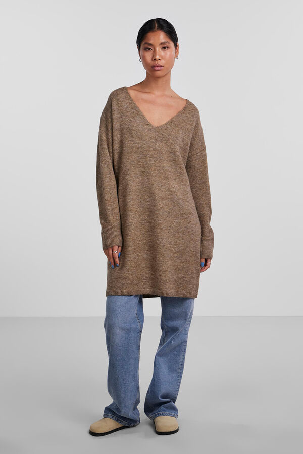 Pieces Vestido curto de malha cru