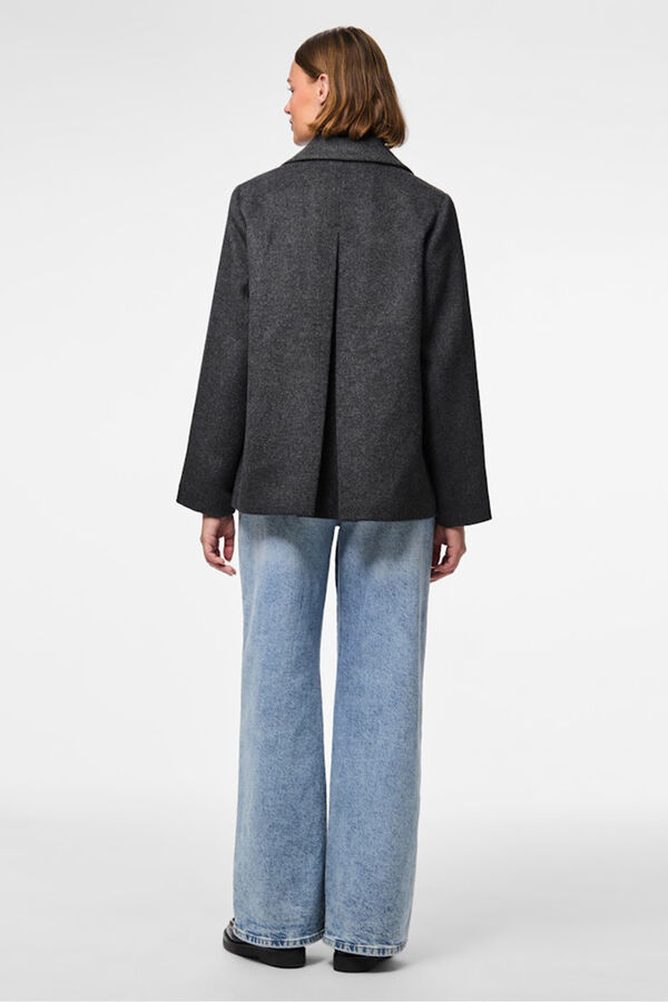 Pieces Sobretudo curto de tecido com bot&otilde;es de flores preto