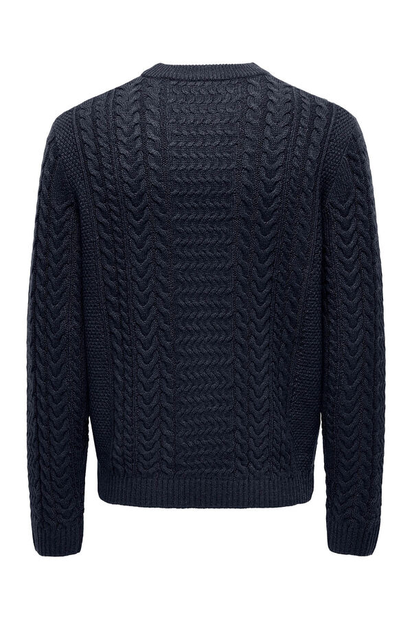 Only & Sons Suéter de malha masculino de regular fit azul