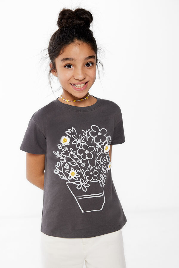 Springfield Kids Camiseta flores crochet niña gris