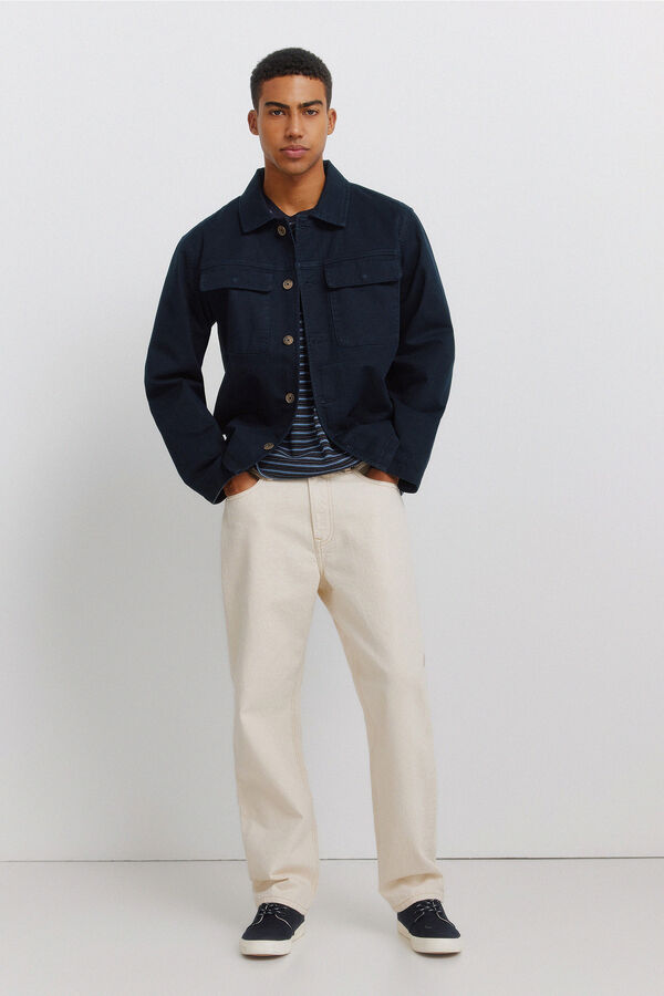 Springfield Sobrecamisa overshirt fit em algod&atilde;o azul
