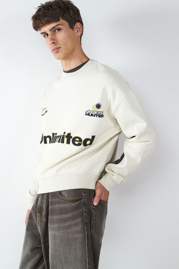 Balmohk Sudadera cuello redondo estampado f&uacute;tbol blanco