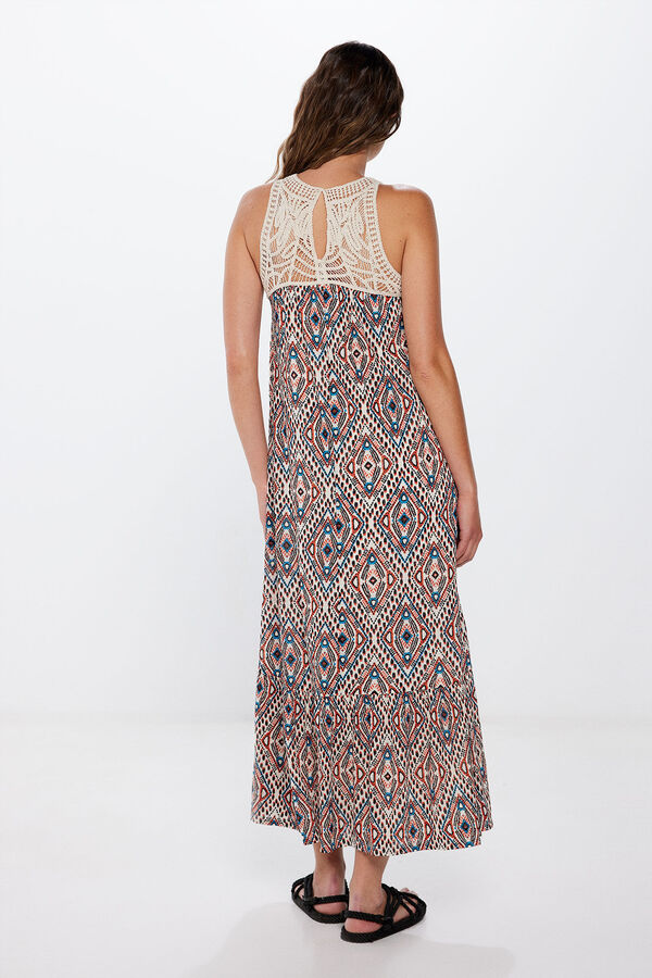 Springfield Vestido midi halter crochet tostado