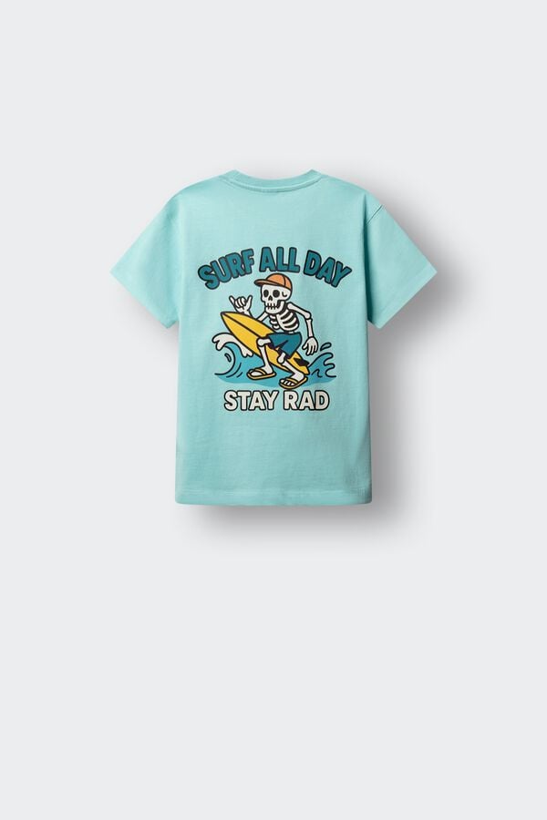 Springfield Kids T-shirt de manga curta com caveira surfista para menino azul