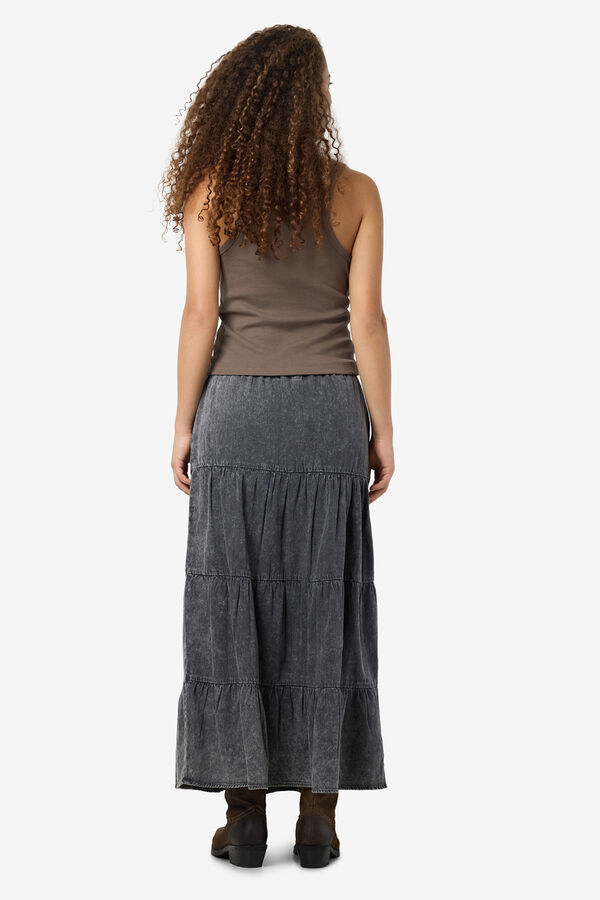 Noisy May Falda midi panelada washed negro