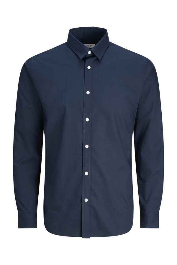 JJ REBEL Camisa slim de sarga azul